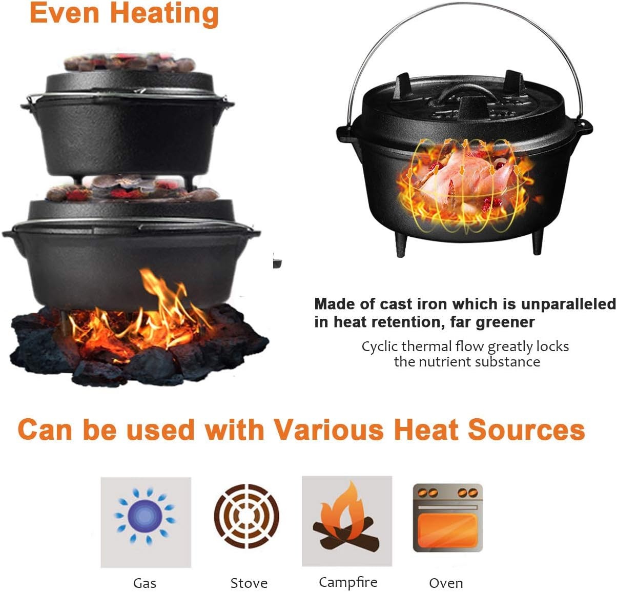 Gietijzeren Dutch Oven 8.8L - Ideaal voor Outdoor Koken | 54% Korting