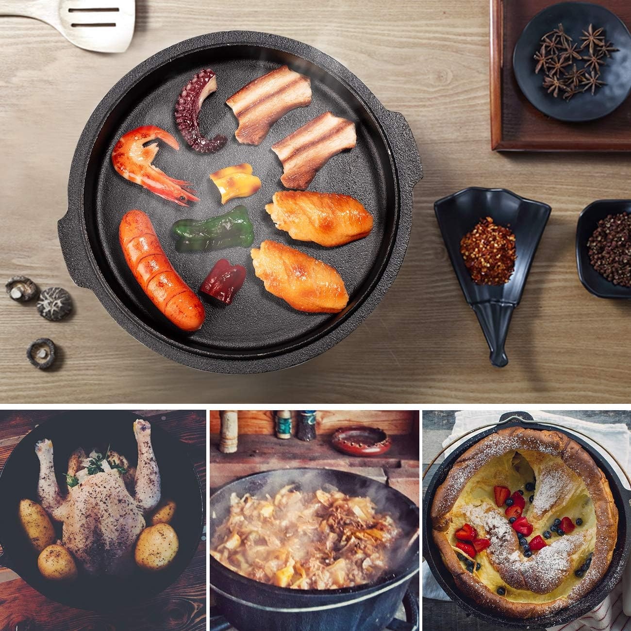 Gietijzeren Dutch Oven 8.8L - Ideaal voor Outdoor Koken | 54% Korting