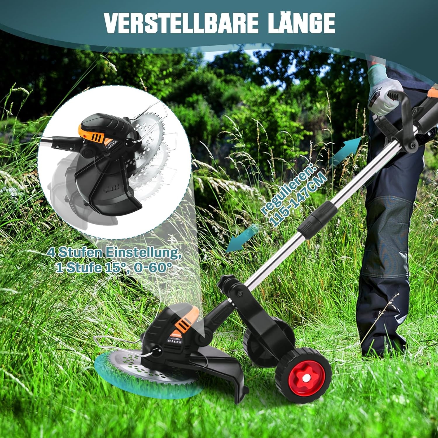 Accu Grastrimmer 1200W Borstelloos - 5-in-1, Verstelbaar - 34% Korting