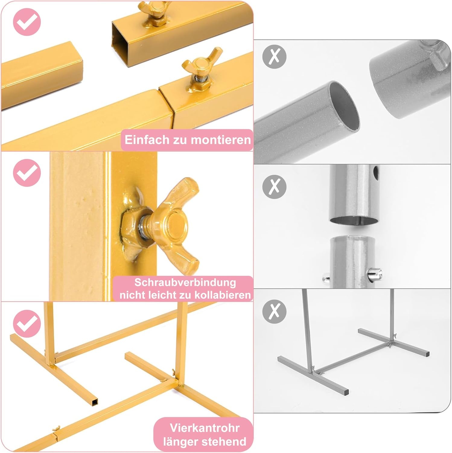 Gouden Metalen Huwelijksboog Set: Stalen Achtergrondframes 2.2m, 2m, 1.8m | 34% Korting