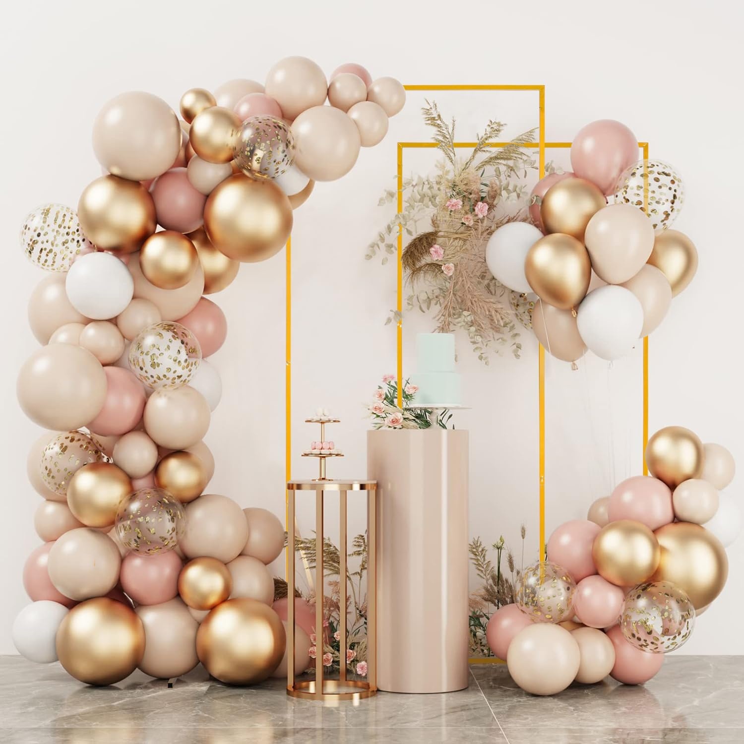 Gouden Metalen Huwelijksboog Set: Stalen Achtergrondframes 2.2m, 2m, 1.8m | 34% Korting