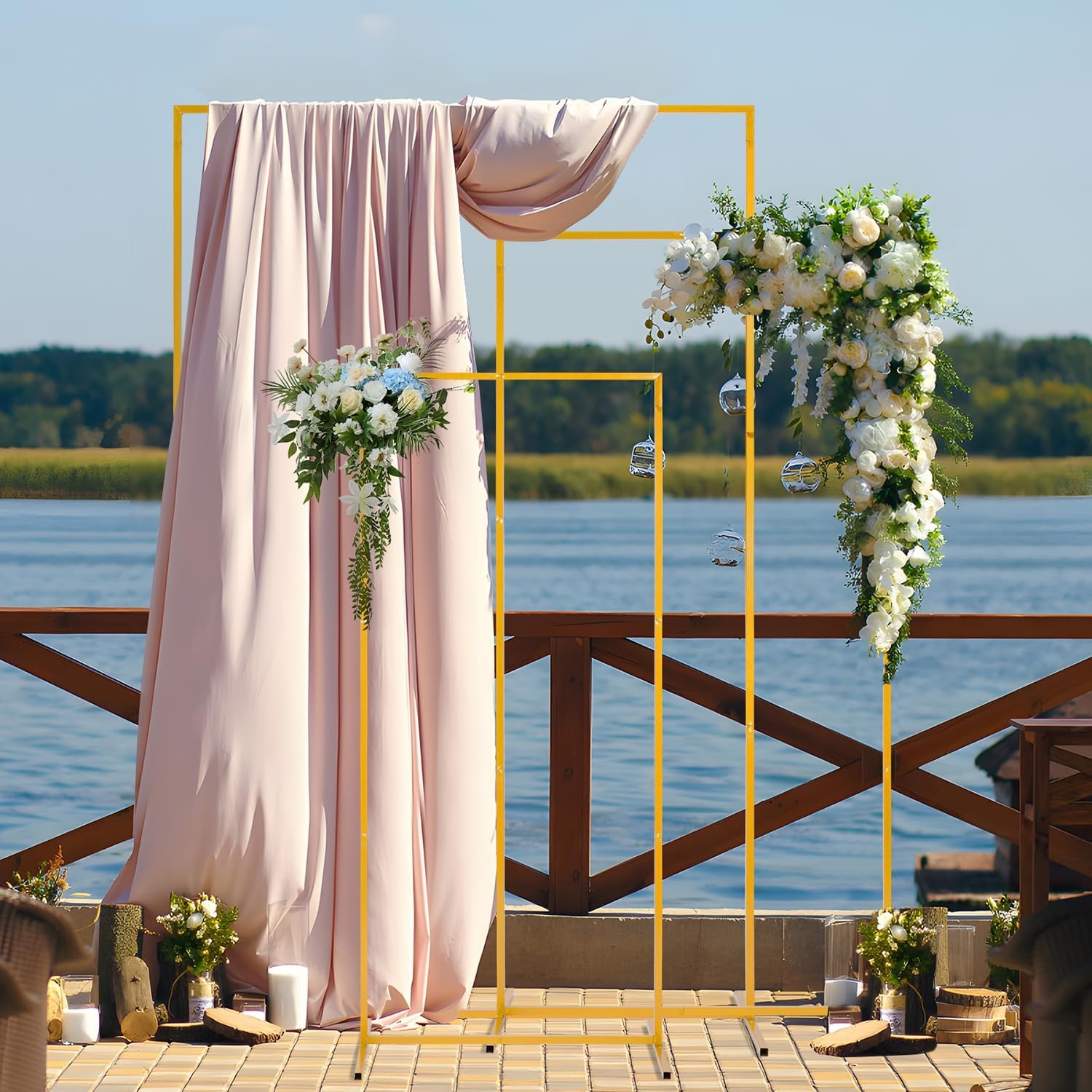 Gouden Metalen Huwelijksboog Set: Stalen Achtergrondframes 2.2m, 2m, 1.8m | 34% Korting