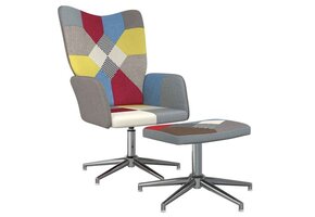 Relaxstoel met voetenbank patchwork stof - 64% Korting!