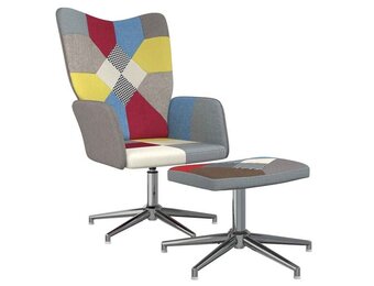 Relaxstoel met voetenbank, Patchwork Stof, 34% Korting