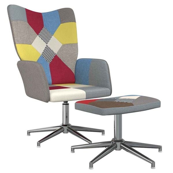 Relaxstoel met voetenbank, Patchwork Stof, 34% Korting