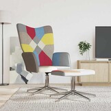 Relaxstoel met voetenbank, Patchwork Stof, 34% Korting