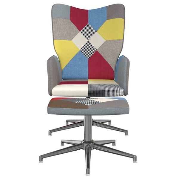 Relaxstoel met voetenbank, Patchwork Stof, 34% Korting