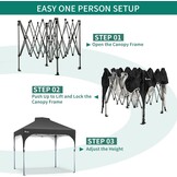 Pop-Up Paviljoen 2.5x2.5m Zwart | 34% Korting | Waterdicht & UV-bestendig