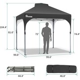 Pop-Up Paviljoen 2.5x2.5m Zwart | 34% Korting | Waterdicht & UV-bestendig
