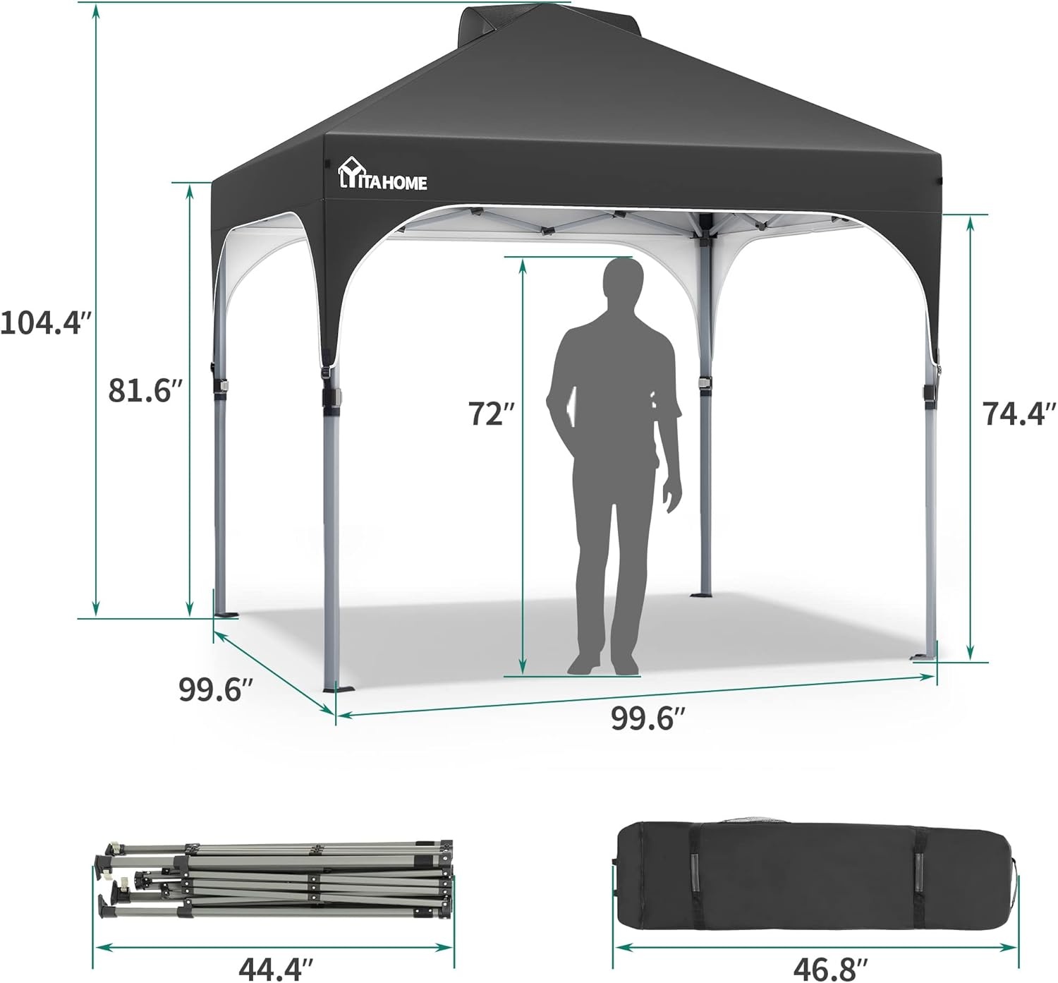 Pop-Up Paviljoen 2.5x2.5m Zwart | 34% Korting | Waterdicht & UV-bestendig