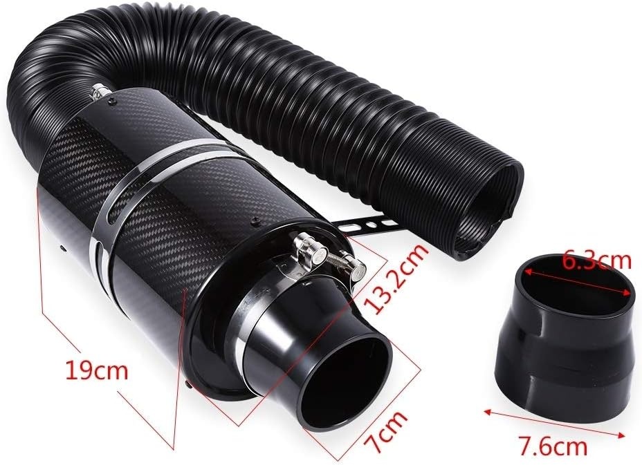 DEWIN Luchtfilterinductie Set,Universele Auto 3 "Koolstofvezelfilter Auto Koude Luchtfilter Pijp Slang Kit Set voor de Meeste Auto's