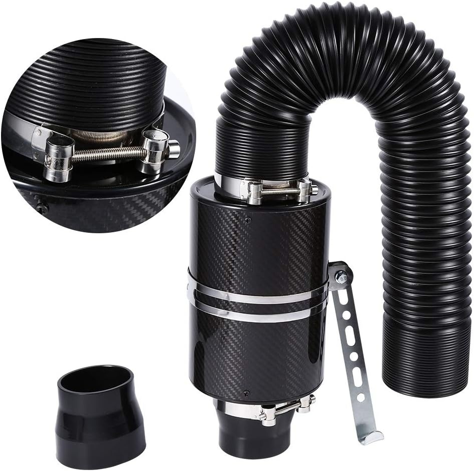 DEWIN Luchtfilterinductie Set,Universele Auto 3 "Koolstofvezelfilter Auto Koude Luchtfilter Pijp Slang Kit Set voor de Meeste Auto's