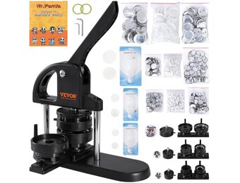 VEVOR Badge Machine 3-in-1 voor 25/32/58 mm Badges Zwart/Oranje inclusief 300 onderdelen
