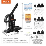 VEVOR Badge Machine 3-in-1 voor 25/32/58 mm Badges Zwart/Oranje inclusief 300 onderdelen