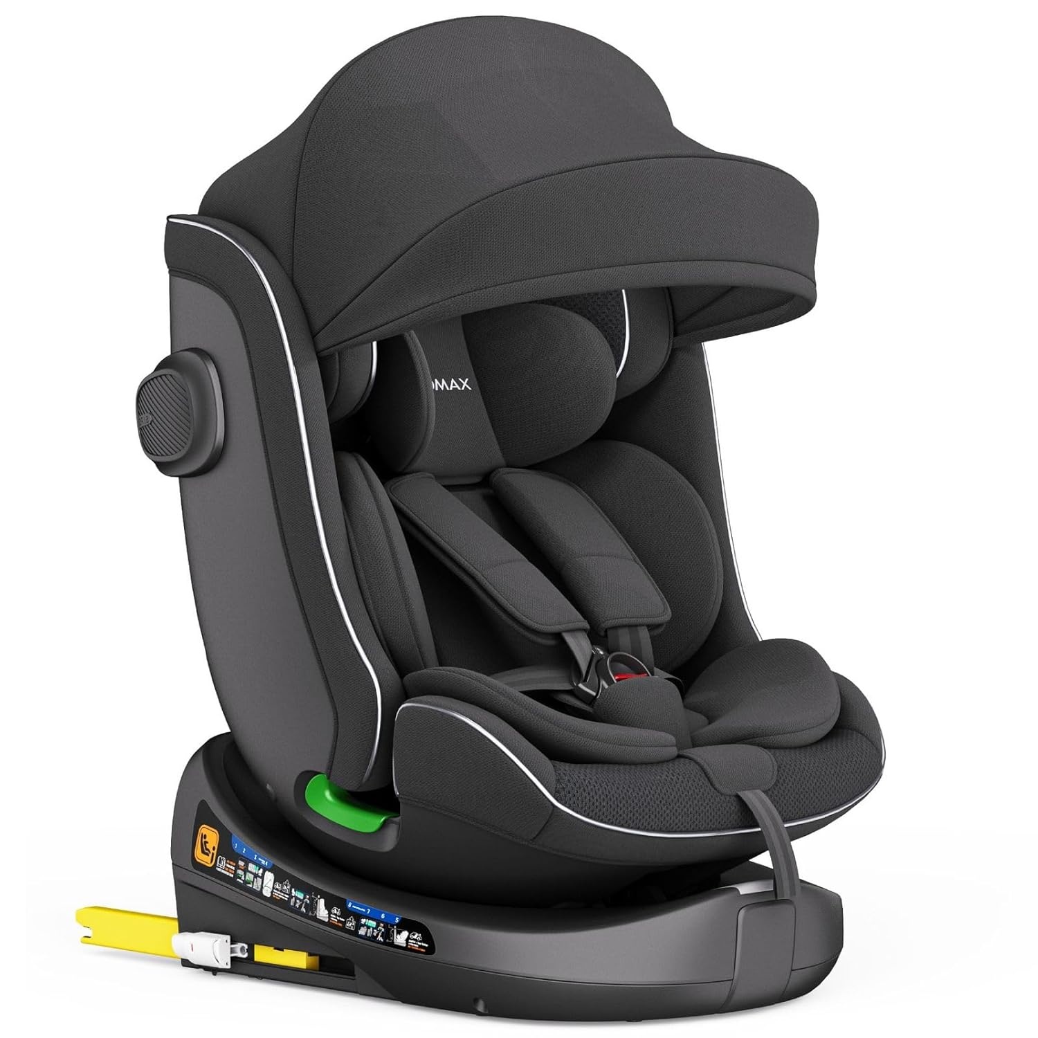 Xomax C013 Meegroei-Autostoel 360° Draaibaar met Isofix - Zwart (0-36 kg)
