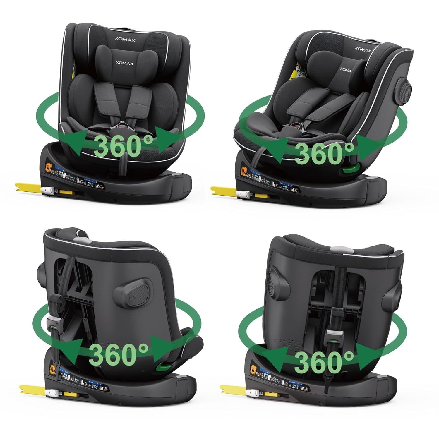 Xomax C013 Meegroei-Autostoel 360° Draaibaar met Isofix - Zwart (0-36 kg)