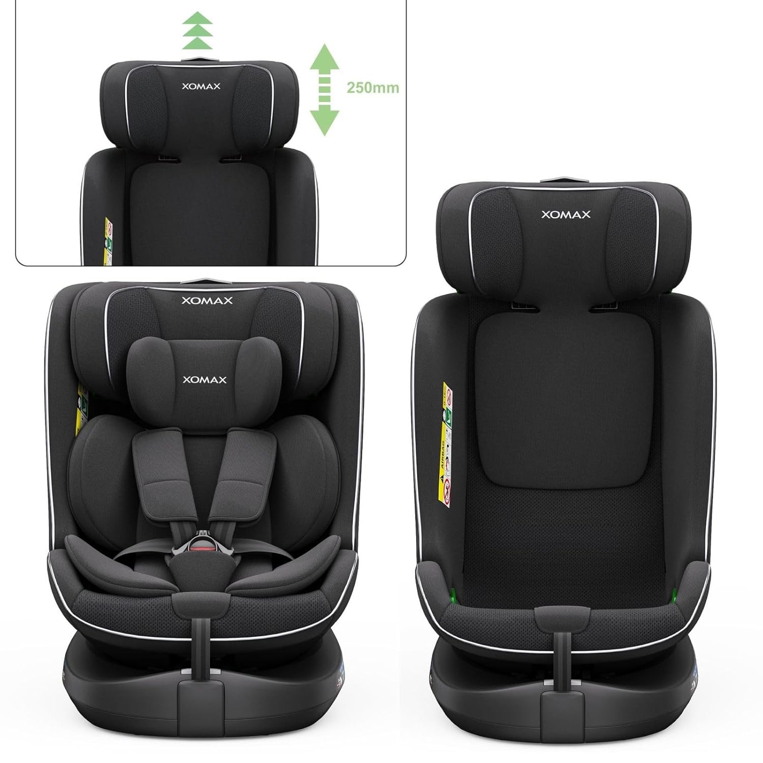 Xomax C013 Meegroei-Autostoel 360° Draaibaar met Isofix - Zwart (0-36 kg)