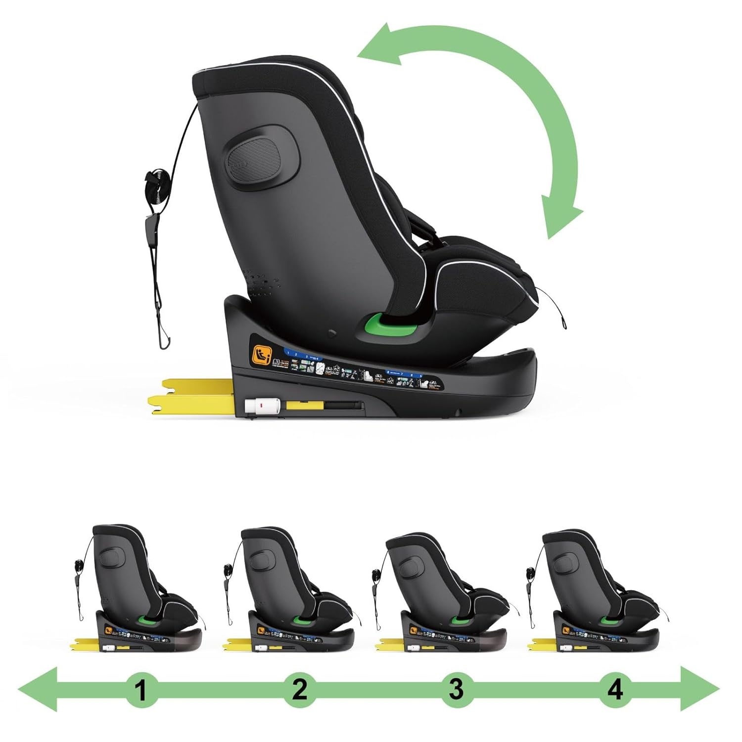 Xomax C013 Meegroei-Autostoel 360° Draaibaar met Isofix - Zwart (0-36 kg)