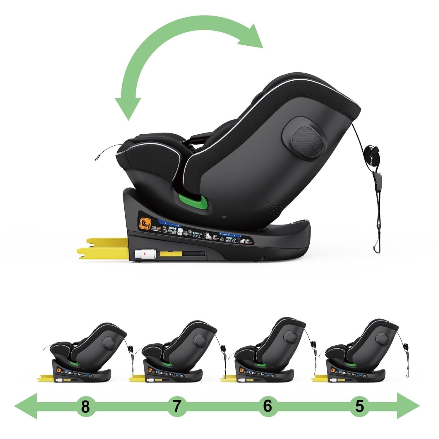 Xomax C013 Meegroei-Autostoel 360° Draaibaar met Isofix - Zwart (0-36 kg)