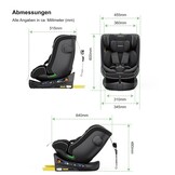 Xomax C013 Meegroei-Autostoel 360° Draaibaar met Isofix - Zwart (0-36 kg)