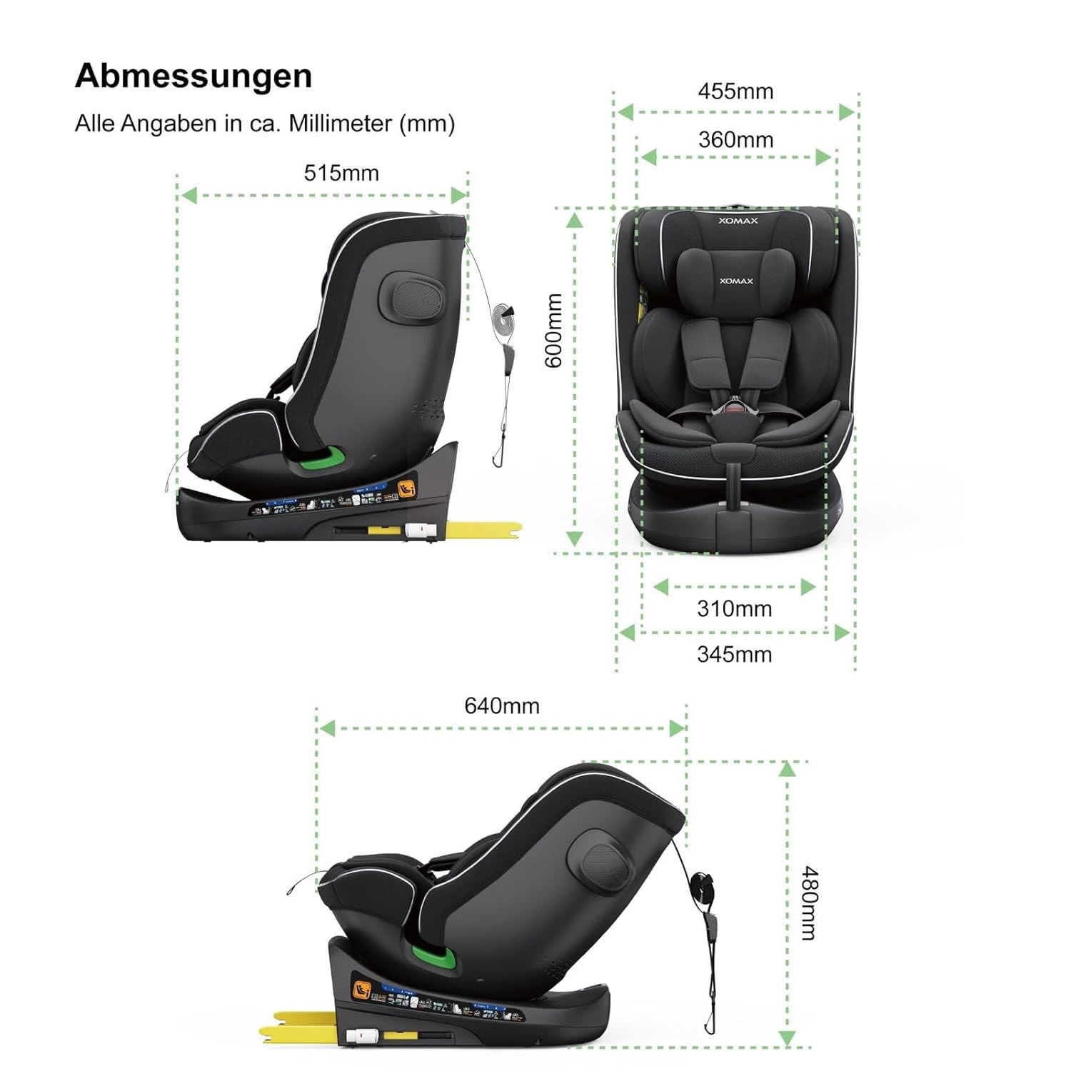 Xomax C013 Meegroei-Autostoel 360° Draaibaar met Isofix - Zwart (0-36 kg)