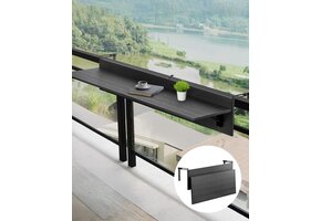 Ruimtebesparende Balkontafel Inklapbaar - Zwart, 30.5 x 122 cm (34% Korting)