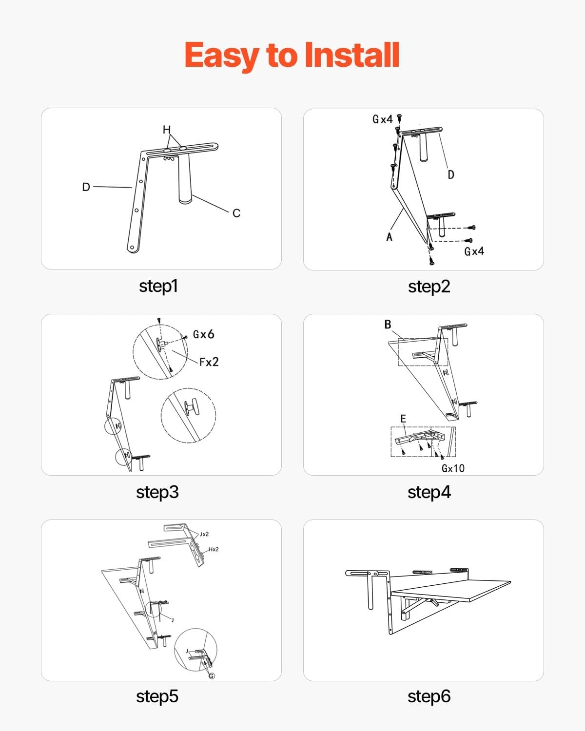 VEVOR Inklapbare Balkontafel 30,5 x 122 cm - Zwart - Ruimtebesparende Hangtafel voor Buiten