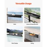 VEVOR Inklapbare Balkontafel 30,5 x 122 cm - Zwart - Ruimtebesparende Hangtafel voor Buiten