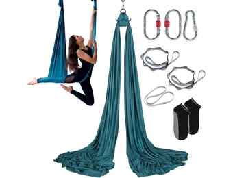 VEVOR Aerial Yoga Hangmat - 5 x 2,8 meter - Groen - Yoga Swing Kit