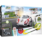 Darda 50255 - Racebaanset Mission 4 Loops, Autoracebaan Voor Auto's, Baanlengte Ca. 6,90 M, Baan Met 4 Loopings, 1 Kuipbocht en 1 Racewagen, Raceauto-Speelset, Kinderen Vanaf 5 Jaar