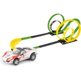 Darda 50255 - Racebaanset Mission 4 Loops, Autoracebaan Voor Auto's, Baanlengte Ca. 6,90 M, Baan Met 4 Loopings, 1 Kuipbocht en 1 Racewagen, Raceauto-Speelset, Kinderen Vanaf 5 Jaar
