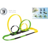 Darda 50255 - Racebaanset Mission 4 Loops, Autoracebaan Voor Auto's, Baanlengte Ca. 6,90 M, Baan Met 4 Loopings, 1 Kuipbocht en 1 Racewagen, Raceauto-Speelset, Kinderen Vanaf 5 Jaar