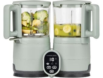 Babymoov Multifunctionele Baby Keukenmachine Nutribaby Glass - Glazen Kommen - 4 in 1 Stoom Blender, Grote Capaciteit 1.9L, Celadon Green