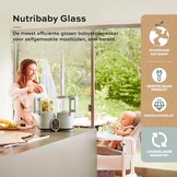 Babymoov Multifunctionele Baby Keukenmachine Nutribaby Glass - Glazen Kommen - 4 in 1 Stoom Blender, Grote Capaciteit 1.9L, Celadon Green