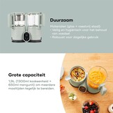 Babymoov Multifunctionele Baby Keukenmachine Nutribaby Glass - Glazen Kommen - 4 in 1 Stoom Blender, Grote Capaciteit 1.9L, Celadon Green