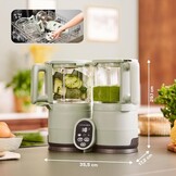 Babymoov Multifunctionele Baby Keukenmachine Nutribaby Glass - Glazen Kommen - 4 in 1 Stoom Blender, Grote Capaciteit 1.9L, Celadon Green