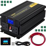 VEVOR Omvormer sinusgolf, gemodificeerde spanning van 12 V DC naar 240 V AC, gemodificeerd convertervermogen 3000 W naar 6000 W, omvormer met lcd-scherm, lcd-afstandsbediening met kabel en 4 schroeven