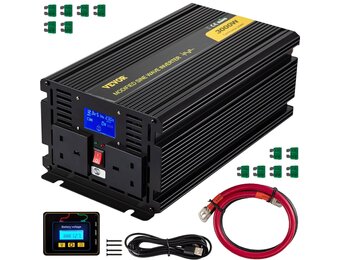 VEVOR Omvormer sinusgolf, gemodificeerde spanning van 12 V DC naar 240 V AC, gemodificeerd convertervermogen 3000 W naar 6000 W, omvormer met lcd-scherm, lcd-afstandsbediening met kabel en 4 schroeven