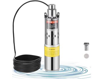 VEVOR Waterpomp op zonne-energie, 24 V DC, 277 W, dieptebronpomp, max. debiet 2,1 m³/u, max. opvoerhoogte 83 m, max. onderdompeldiepte 20 m, irrigatie van boerderijen, water geven van boerderijen,
