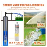 VEVOR Waterpomp op zonne-energie, 24 V DC, 277 W, dieptebronpomp, max. debiet 2,1 m³/u, max. opvoerhoogte 83 m, max. onderdompeldiepte 20 m, irrigatie van boerderijen, water geven van boerderijen,