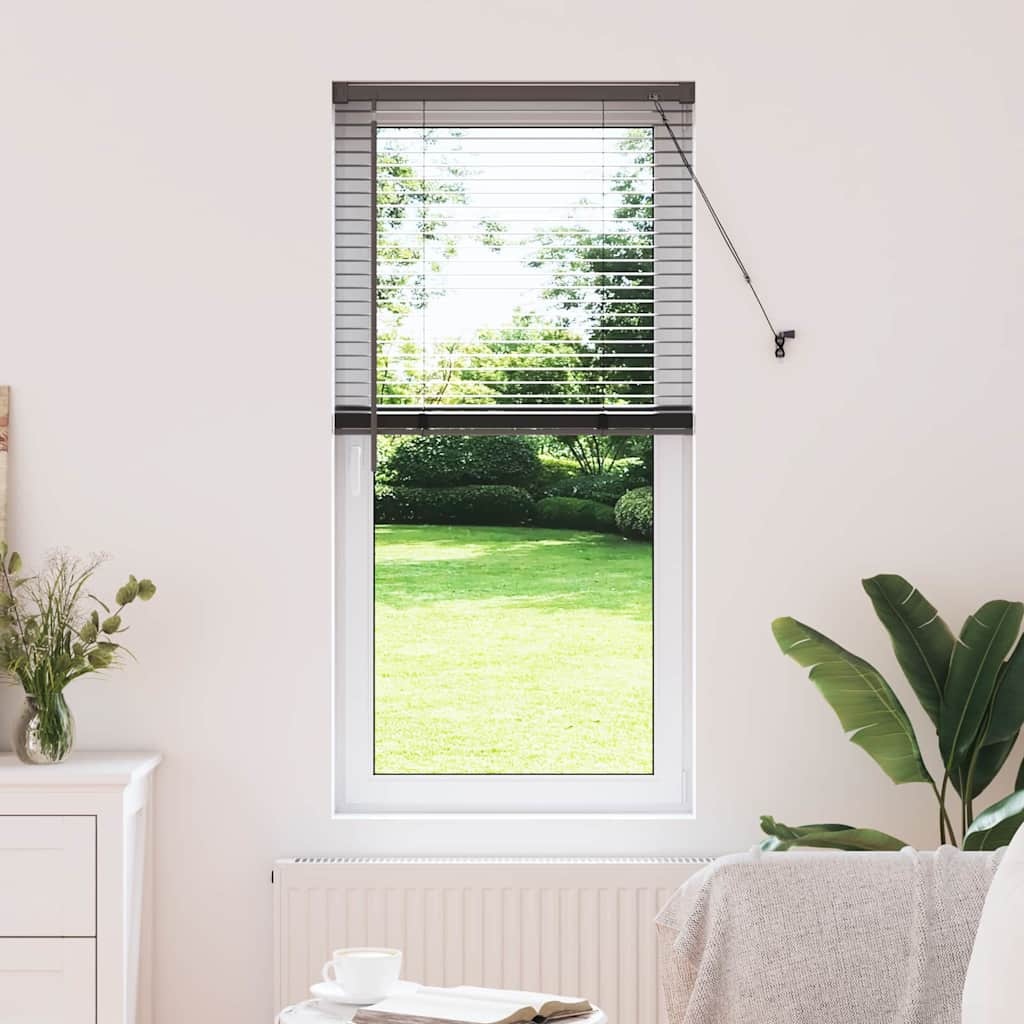 vidaXL Raamblind met gordijnen Zwart Aluminium