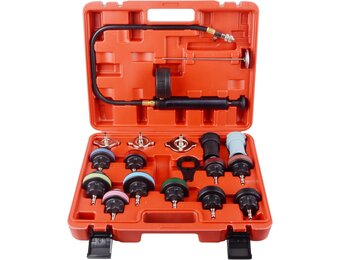 DAYUAN 18-delige Koelsysteemtester, koeler druktester, koeler afdrukreservoir, koeler druk test afdrukreservoir, koelsysteem tester afdrukreservoir, watertank lekkagezoeker, gereedschap