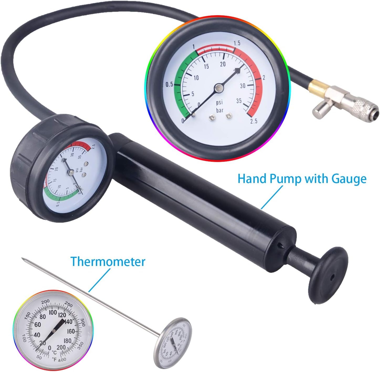 DAYUAN 18-delige Koelsysteemtester, koeler druktester, koeler afdrukreservoir, koeler druk test afdrukreservoir, koelsysteem tester afdrukreservoir, watertank lekkagezoeker, gereedschap