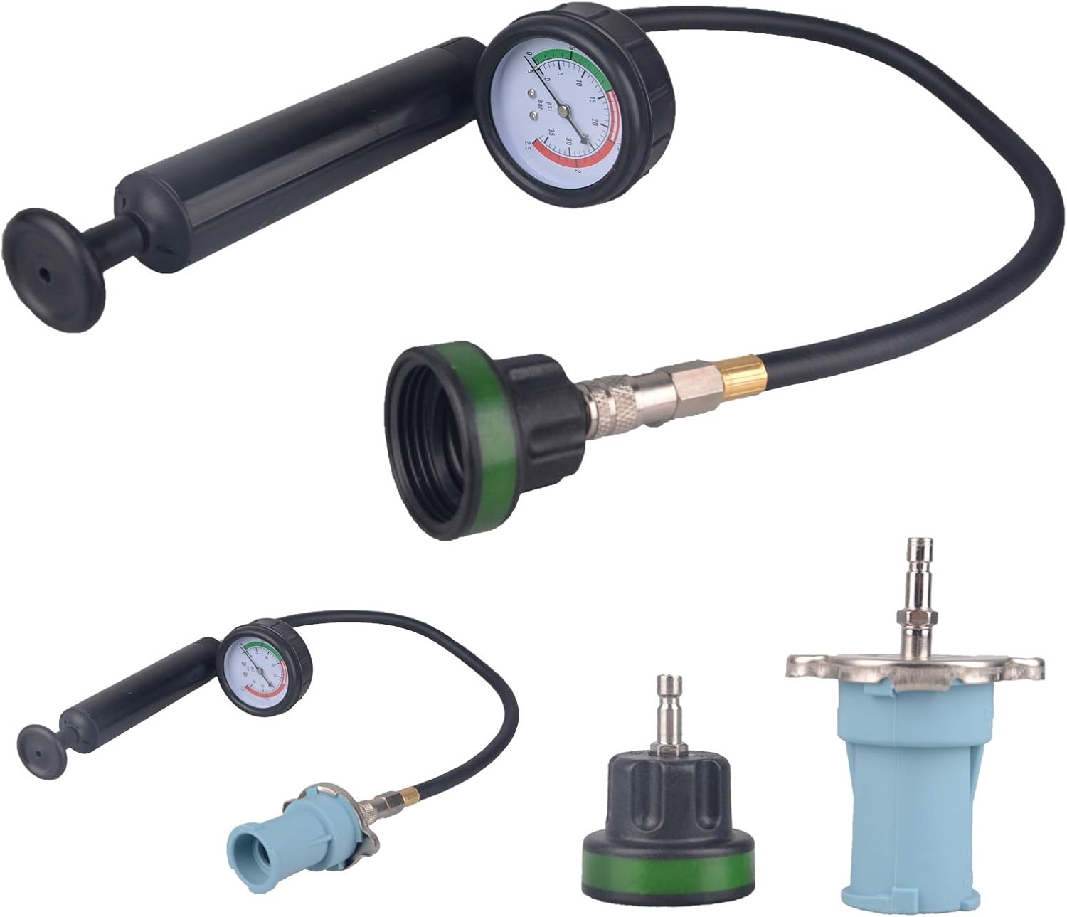 DAYUAN 18-delige Koelsysteemtester, koeler druktester, koeler afdrukreservoir, koeler druk test afdrukreservoir, koelsysteem tester afdrukreservoir, watertank lekkagezoeker, gereedschap