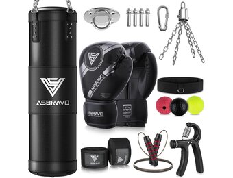 Bokszak voor Volwassenen, 1,2 m PU Zware Bokszakset met 12 oz Handschoenen voor MMA Kickboksen Karate Thuis Gym Training (Niet Gevuld)
