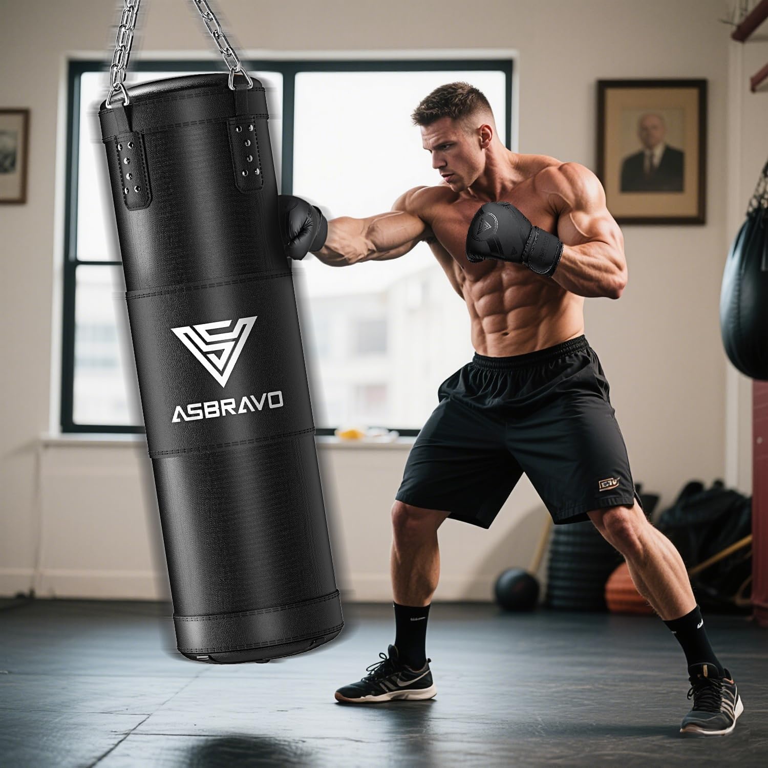 Bokszak voor Volwassenen, 1,2 m PU Zware Bokszakset met 12 oz Handschoenen voor MMA Kickboksen Karate Thuis Gym Training (Niet Gevuld)