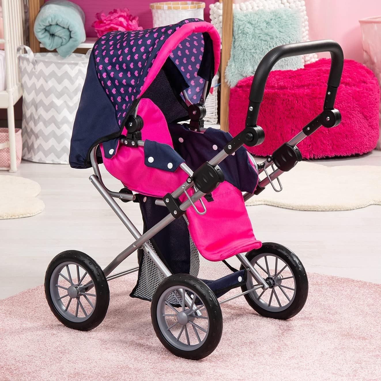 Bayer Design 13654AA Poppenwagen City Star, opvouwbaar, verat, afneestelbaar handvmbare reiswieg, converteerbaar