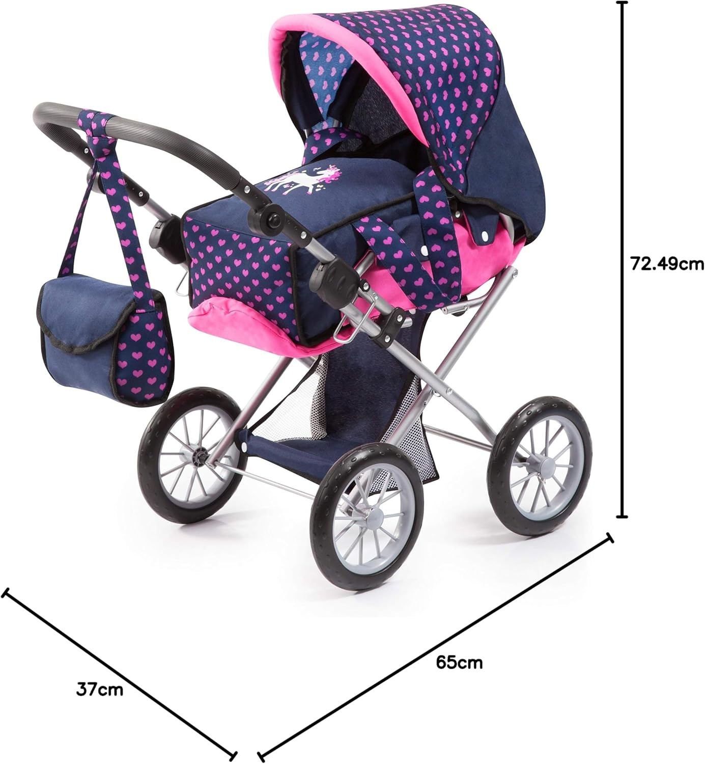 Bayer Design 13654AA Poppenwagen City Star, opvouwbaar, verat, afneestelbaar handvmbare reiswieg, converteerbaar