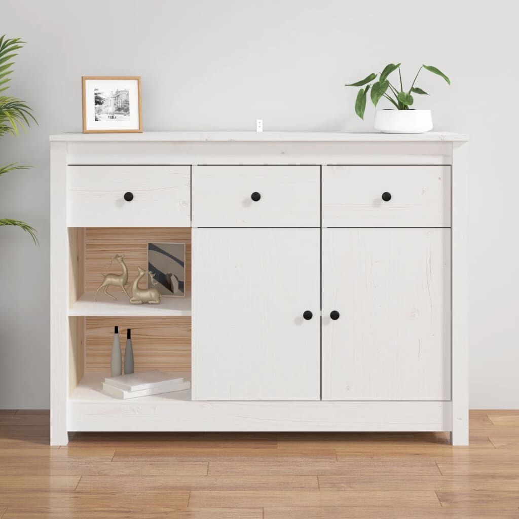 vidaXL Dressoir 100x35x74 cm massief grenenhout wit