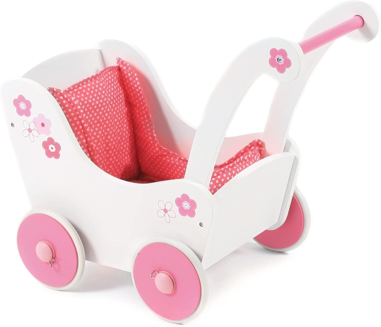 Bayer Chic 2000 Houten Poppenwagen Fiori 55 x 31 x 45 cm - Wit/Roze